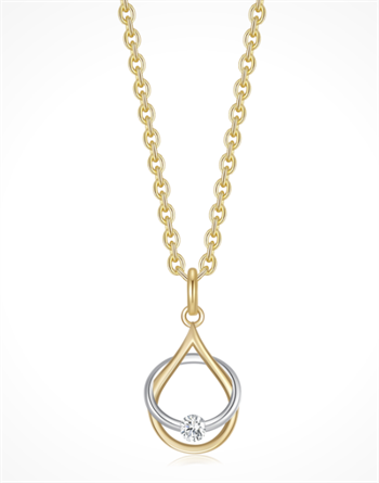 Halskæde i 14 karat guld med zirkonia, 14 x 10 mm – Støvring Design