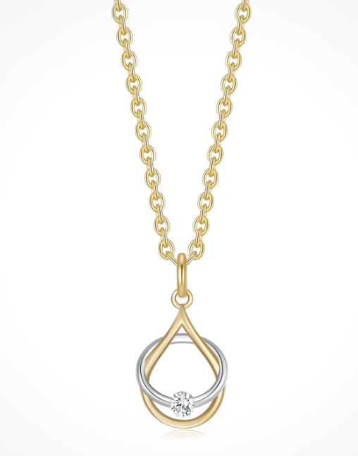 Halskæde i 14 karat guld med zirkonia, 14 x 10 mm – Støvring Design