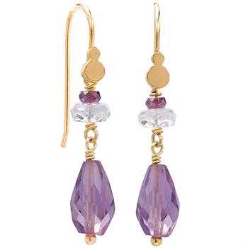 Rabinovich forgyldt sterling sølv øreringe, Design 766 med amethyst/granat/aquamarin