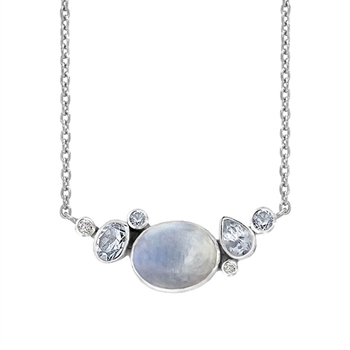 Rabinovich Blue Moon sterling sølv collier med Rainbow månesten, sky blue topas og zirkonia