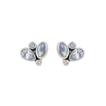 Rabinovich Blue Moon sterling sølv øreringe med Rainbow månesten, sky blue topas og zirkonia