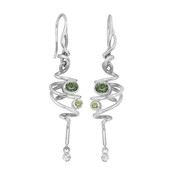 Rabinovich Curlicue sterling sølv øreringe med Kvarts, peridot og topas