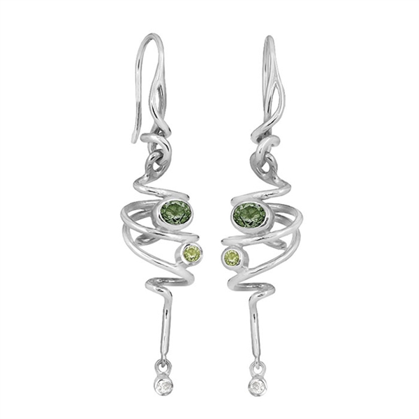 Rabinovich Curlicue sterling sølv øreringe med Kvarts, peridot og topas
