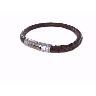 Frank brunt læderarmbånd med rust frit stål lås