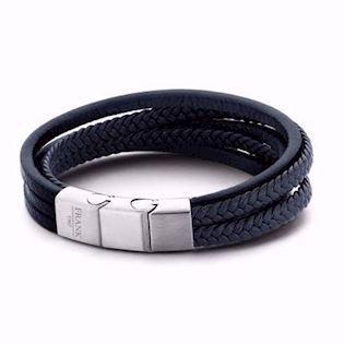 Frank læder armbånd blå 21cm