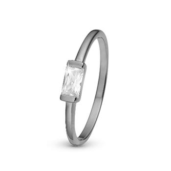 Christina White Single Baguette ring – sølv