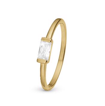 Christina White Single Baguette ring – forgyldt sølv