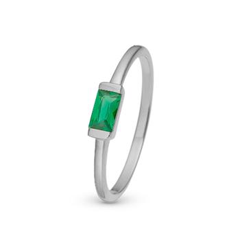 Christina Green Single Baguette ring – sølv