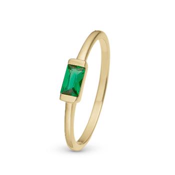Christina Green Single Baguette ring – forgyldt sølv
