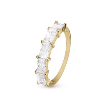 Christina White Baguette ring – forgyldt sølv