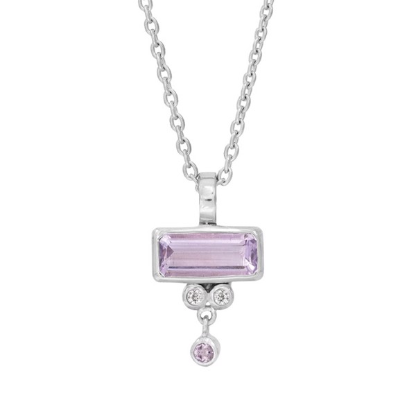 Sølv collier med pink ametyst & zirkoner - Rabinovich