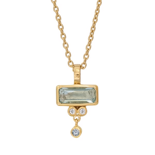 Forgyldt collier med aquablå kvarts, sky blue topas & zirkoner - Rabinovich