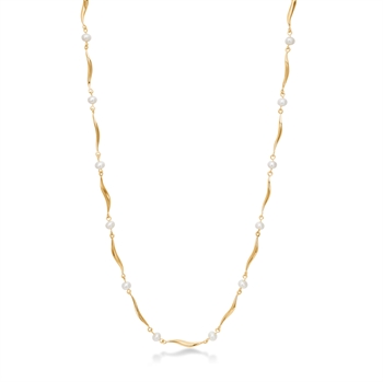 Sophia forgyldt sølvcollier med ferskvandsperler 45 cm