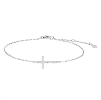 Joanli Nor ALAINENOR sterling sølv armbånd. Kors armbånd med smukke hvide zirkonia