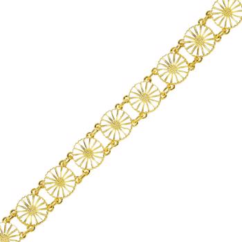 Lund Marguerit armbånd i forgyldt sølv med hvid emaljeret 11,0 mm blomster