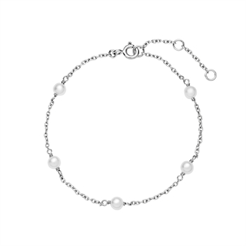 Armbånd i sterling sølv med ferskvandsperler, 19 cm – Lund Copenhagen