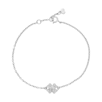 Armbånd med kløver i sterling sølv med zirkonia, 18 cm – Lund Copenhagen