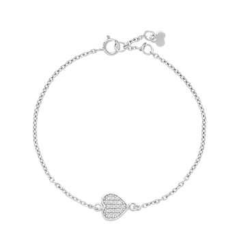Armbånd med hjerte i sterling sølv med zirkonia, 16 cm – Lund Copenhagen