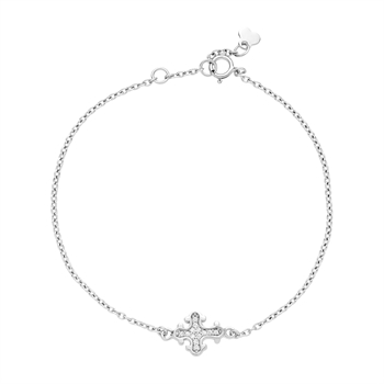 Armbånd med kors i sterling sølv med zirkonia, 16 cm – Lund Copenhagen