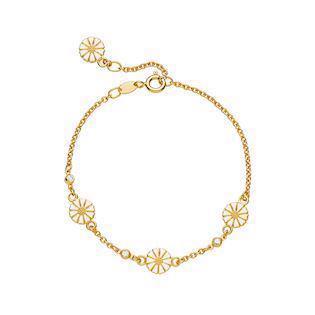 Armbånd med marguerit i forgyldt sterling sølv med zirkonia, 19 cm – Lund Copenhagen