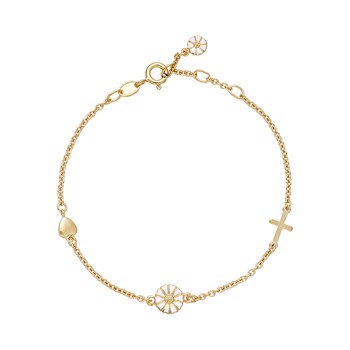 Armbånd med marguerit i forgyldt sterling sølv, 19 cm – Lund Copenhagen