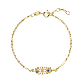 Armbånd med marguerit i forgyldt sterling sølv med zirkonia – Lund Copenhagen