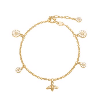 Armbånd med marguerit i forgyldt sterling sølv, 19 cm – Lund Copenhagen