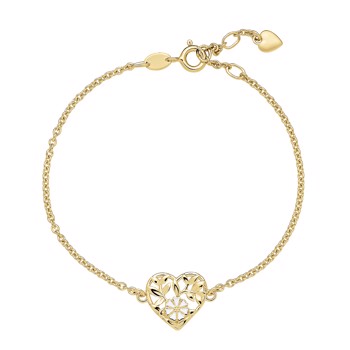 Armbånd med hjerte i forgyldt sterling sølv, 19 cm – Lund Copenhagen