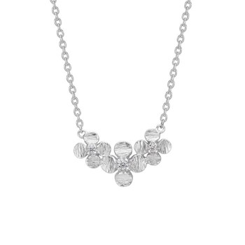 Collier med blomst i sterling sølv med zirkonia, 45+3 cm – Lund Copenhagen
