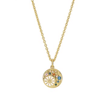 Collier med marguerit i forgyldt sterling sølv med zirkonia – Lund Copenhagen