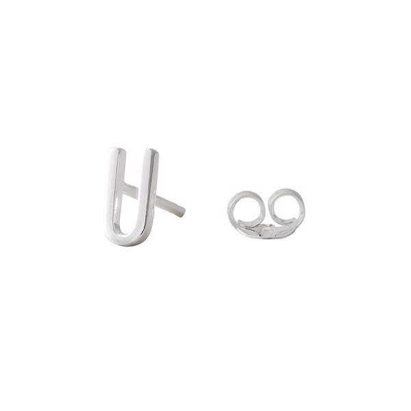 U - Smuk Arne Jacobsen bogstavs ørering i sølv, 7,5 mm - prisen er PR. STK.