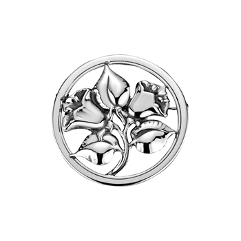 Broche med blomst i oxideret sterling sølv, 42 mm – Lund Copenhagen