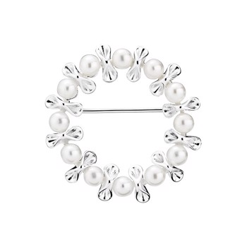 Broche i rhodineret sterling sølv med ferskvandsperler – Lund Copenhagen