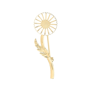 Marguerit broche forgyldt. 18mm forgyldt sterling sølv