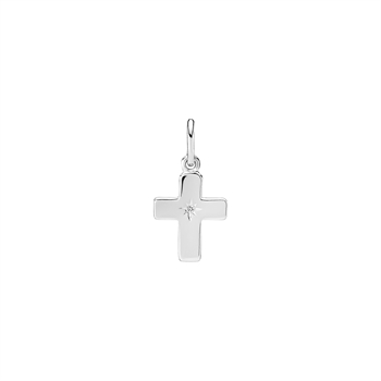 Vedhæng med kors i sterling sølv med zirkonia, 12x10 mm – Lund Copenhagen