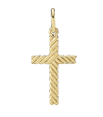 Vedhæng med kors i forgyldt sterling sølv, 19x12 mm – Lund Copenhagen