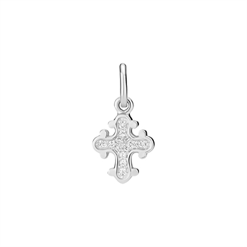 Vedhæng med kors i sterling sølv med zirkonia, 10x9 mm – Lund Copenhagen