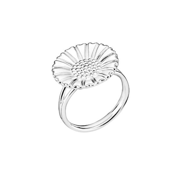 18 mm marguerit fingerring i 925 sølv m/ hvid emalje fra Lund Copenhagen