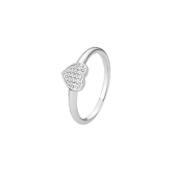 Ring med hjerte i sterling sølv med zirkonia, 7x7 mm – Lund Copenhagen
