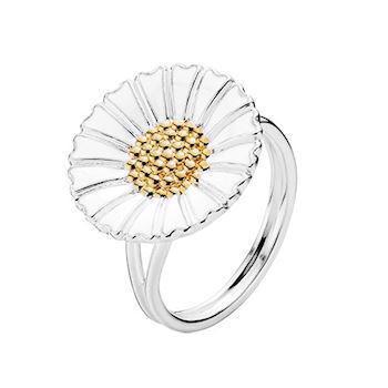 Ring med marguerit i forgyldt sterling sølv – Lund Copenhagen