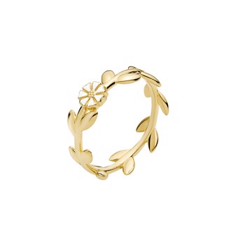 Ring med marguerit i forgyldt sterling sølv – Lund Copenhagen