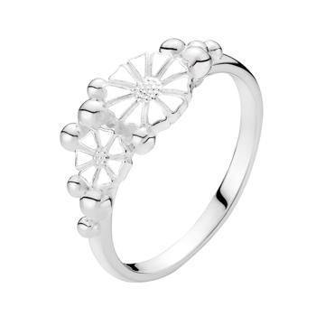 Ring med blomst i sterling sølv, 5 mm – Lund Copenhagen