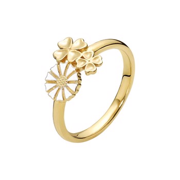 Ring med marguerit i forgyldt sterling sølv – Lund Copenhagen
