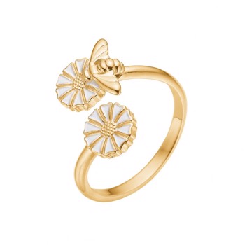 24kt Forgyldt Marguerit Ring med Bi - Lund 