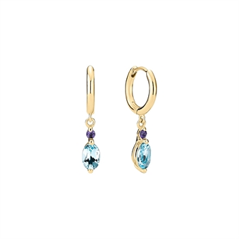 Creol med topaz+iolite forgyldt sterling sølv