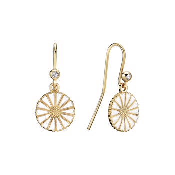 Ørestikker med marguerit i forgyldt sterling sølv med zirkonia, 11 mm – Lund Copenhagen