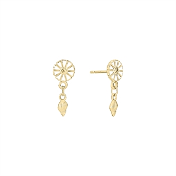 Ørestikker med marguerit i forgyldt sterling sølv, 1x7,5 mm – Lund Copenhagen