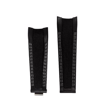Sort læder urrem i Cordura fiber baseret stof, m. Grå syninger, 20 mm – urrem fra Houmann
