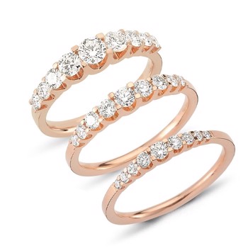 14 kt rosaguld diamant alliance ring, fra Empire ring serien med 0,24 ct til 1,00 ct diamanter Wesselton / SI