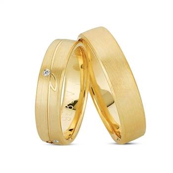 Sparkling Leaf Vielsesringe i 18 karat Guld med 4 stk Diamanter Wesselton / VS